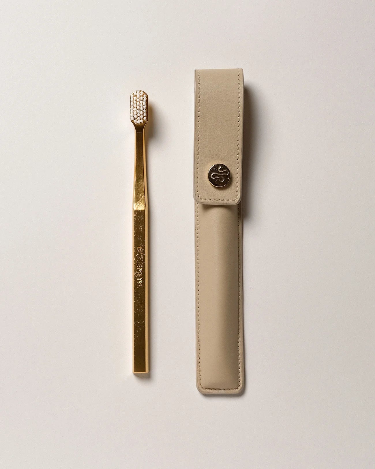 Leather Case Button/Beige & Toothbrush Gold/White