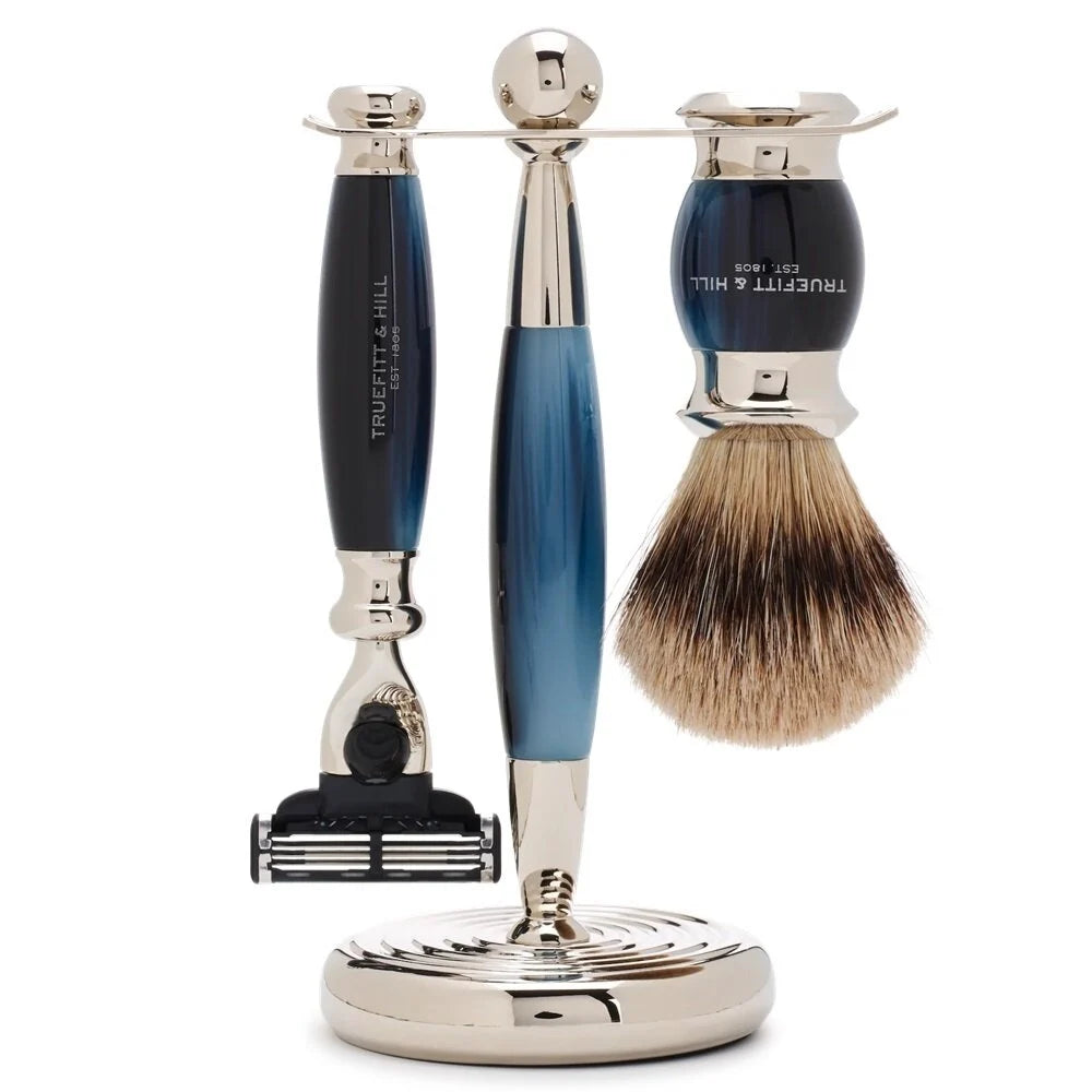 Edwardian Shaving Set Mach3 Blue Opal